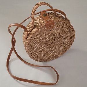 crown vintage rattan crossbody bag